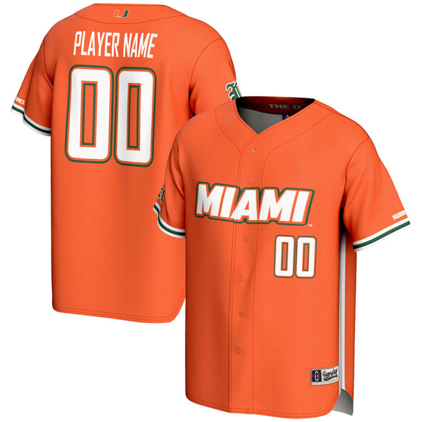 Miami Hurricanes GameDay Greats NIL Pick-A-Player Lightweight Baseball Jersey - Orange