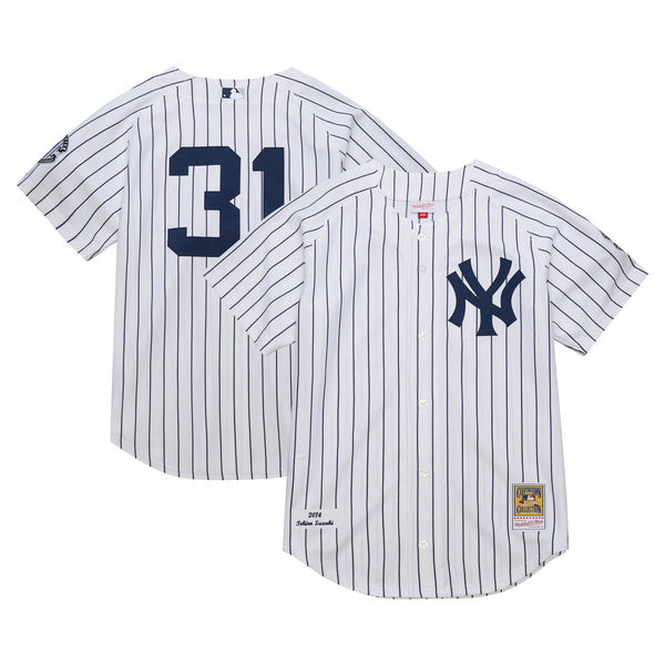 New York Yankees Ichiro Suzuki Mitchell & Ness White 2014 Cooperstown Collection Authentic Throwback Jersey