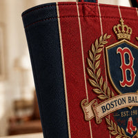 BOS Heritage Crest - Pinstripe Tote in Navy and Red - main