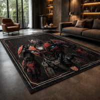 Steel Silence - Red and Black Mech Sentinel Rug - main