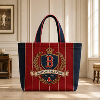 BOS Heritage Crest - Pinstripe Tote in Navy and Red - main