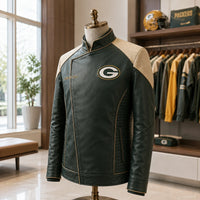 GB Field Lines - Green and Cream Paneled Statement Jacket - main