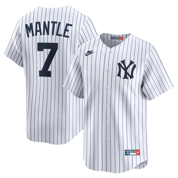 New York Yankees Mickey Mantle Nike White Throwback Cooperstown Collection Limited Jersey