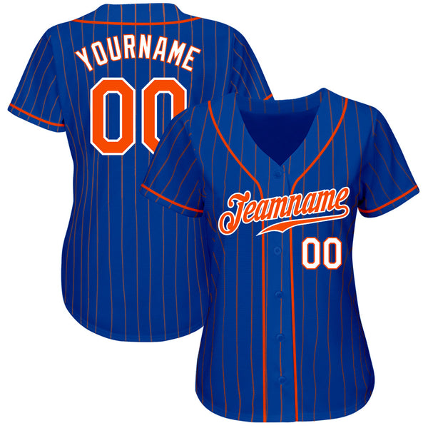 Custom Royal Orange Pinstripe Orange-White Authentic Baseball Jersey