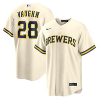 Milwaukee Brewers Andrew Vaughn Cream jersey – view 1