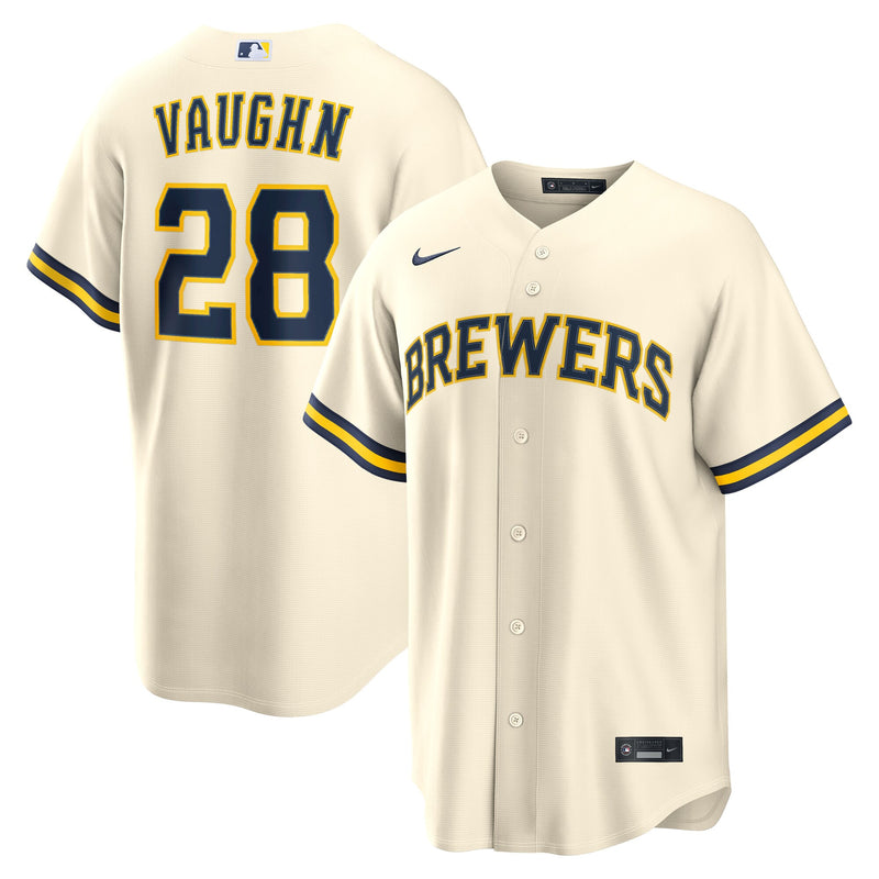 Milwaukee Brewers Andrew Vaughn Cream jersey – view 1
