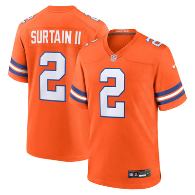 Denver Broncos Patrick Surtain II Nike Orange Mile High Collection 1977 Throwback Player Game Jersey