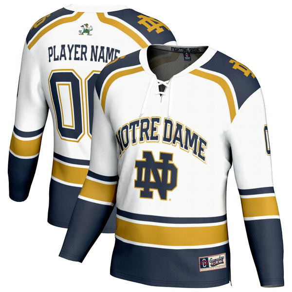Notre Dame Fighting Irish GameDay Greats Lightweight Hockey NIL Pick-a-Player Fashion Jersey - White