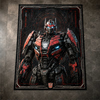 Steel Silence - Red and Black Mech Sentinel Rug - main