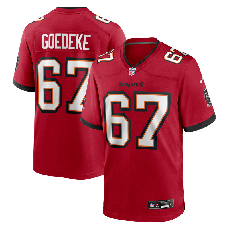 Tampa Bay Buccaneers Luke Goedeke Red jersey – view 1