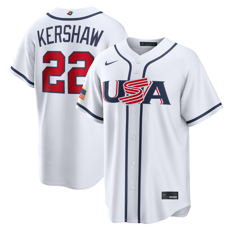 USA Baseball Clayton Kershaw White jersey – view 1